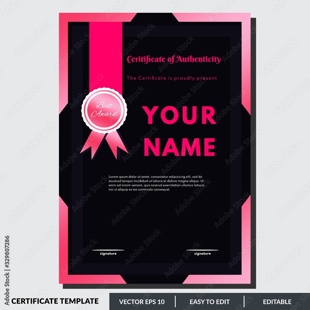 Vector de Stock Certificate of authenticity in red theme. This ...