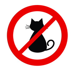 Canvas Print - No cat icon prohibited sign. No animal icon.  No pets  sign. 