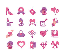 Poster - set of icons mother day, half line and color style icon