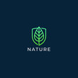 © lettett - Leaf and shield logo design. Abstract emblem, design concept, logotype element for template. Ecology and environment icon.