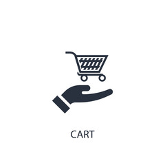 Cart on hand concept icon.