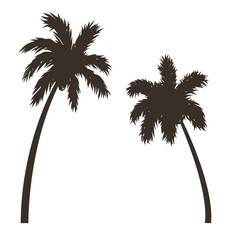 Wall Mural - Silhouettes of two hawaii beach palm trees