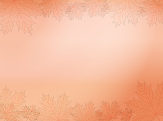 Wall Mural - Rose gold metal foil and maple leaf abstract background. vector illustration