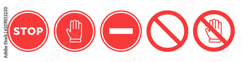 Fotomural Stop set vector sign with hand