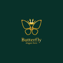 Golden Butterfly Logo. Royal Butterfly Logotype
