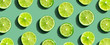 Leinwandbild Motiv Fresh green limes overhead view - flat lay