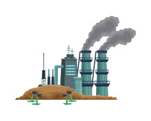 Factory With Polluting Chimneys Scene