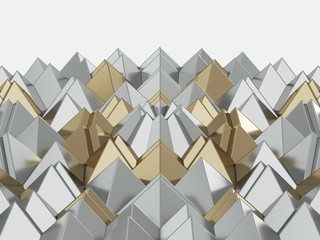 Wall Mural - Golden geometric 3d pattern background. 3d rendering - illustration.