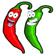 Vector illustration of funny chili , cartoon red and green chili vector illustration for logo purposes