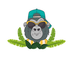 Sticker - funny gorilla with sunglasses cool style