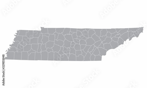 Cuadros en Lienzo The Tennessee counties map isolated on white background