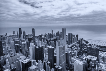 Canvas Print - Aerial view skyline of chciago