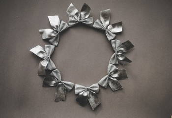 Canvas Print - silver bow wreath. frame. Christmas. beautiful background