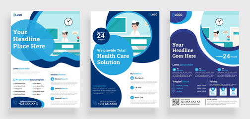 Wall Mural - Medical Flyer poster pamphlet brochure cover design layout background, vector template in A4 size - Vector  D