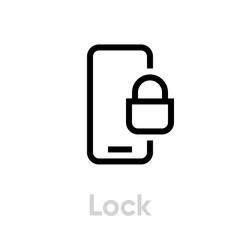 Wall Mural - Lock phone icon. Editable line vector.