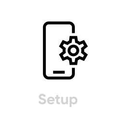 Wall Mural - Setup phone icon. Editable line vector.