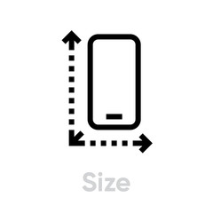 Wall Mural - Tech specs size phone icon. Editable line vector.