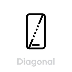 Wall Mural - Tech specs diagonal phone icon. Editable line vector.