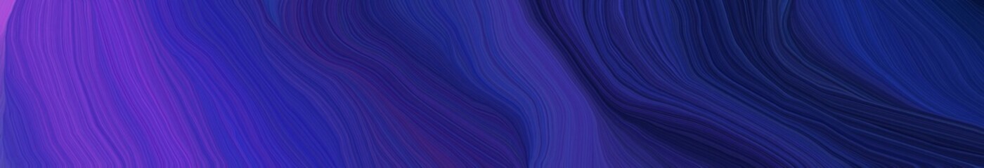 Poster - wide colored background banner with midnight blue, slate blue and dark slate blue color. smooth swirl waves background illustration