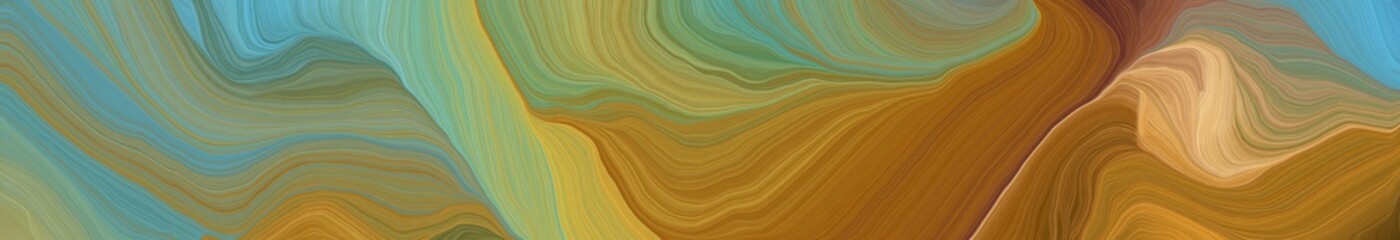 Aufkleber - landscape orientation graphic with waves. contemporary waves illustration with pastel brown, cadet blue and sandy brown color
