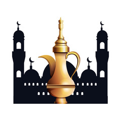 Poster - Taj mahal india antique monument building with golden teapot