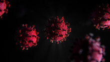 Coronavirus, COVID-19, Red Virus In A Dark Background