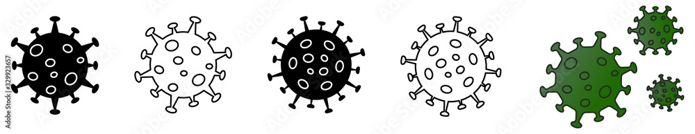 Simple virus drawing icon set, can be used as illustration for ncov coronavirus / covid 19 - obrazy, fototapety, plakaty 
