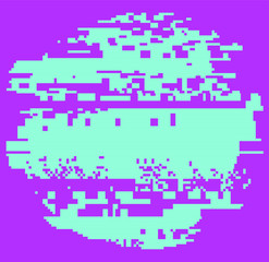 Aufkleber - Computer screen with glitched pixels and noise. VHS camera effect like in old videotape rewind. 