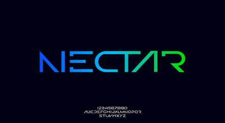 Wall Mural - nectar, an abstract technology futuristic alphabet font. digital space typography vector illustratio