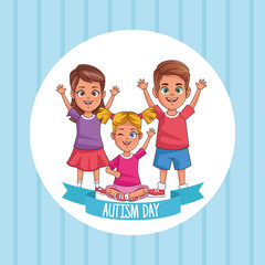 Poster - world autism day with kids characters