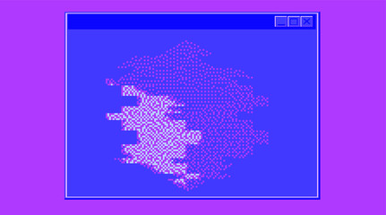 Aufkleber - Computer screen with Command-line interface or console terminal. Retrofuturistic vaporwave style illustration in punchy pastel colors.