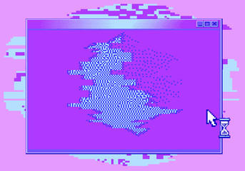 Aufkleber - Computer screen with Command-line interface or console terminal. Retrofuturistic vaporwave style illustration in punchy pastel colors.