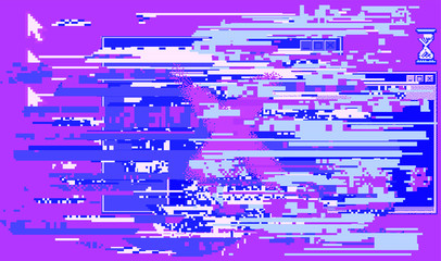 Aufkleber - Computer screen with Command-line interface or console terminal. Retrofuturistic vaporwave style illustration in punchy pastel colors.