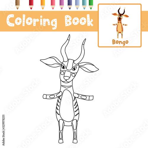 Coloring page Bongo standing on two legs animal cartoon character