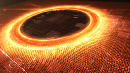 Leinwandbilder - Futuristic head up display simulation of a Black Hole a region of space-time exhibiting such strong gravitational effects that nothing can escape