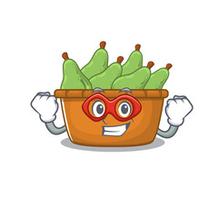 Poster - A picture of pear fruit box in a Super hero cartoon character