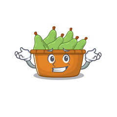 Poster - Happy face of pear fruit box mascot cartoon style