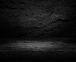 Wall Mural - slabs of stone. black background for product show with elegant light , dark and gray abstract wall a