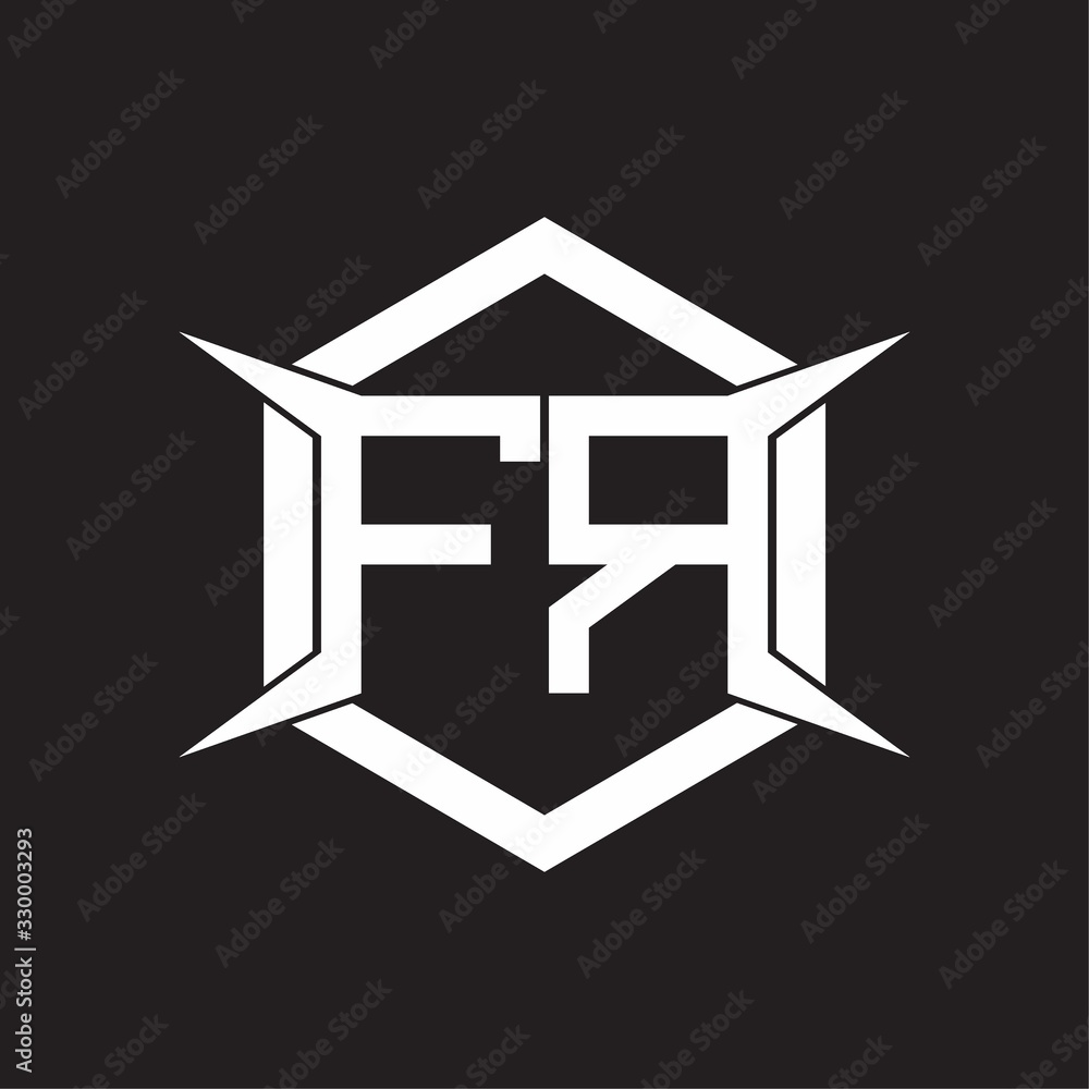 FR Logo monogram with hexagon and four taper shape design template ...