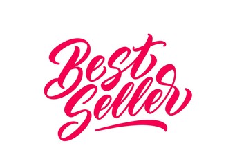 Wall Mural - Best Seller hand drawn lettering. Red handwritten inscription for business, promotion and advertising. Vector calligraphy text in lettering style.