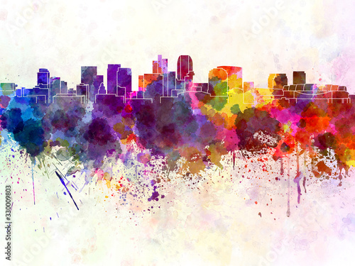 Leinwand Poster Phoenix skyline in watercolor background