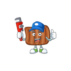 Wall Mural - Smart Plumber worker of roasted beef cartoon character design