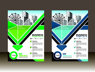 Brochure design, cover modern layout, annual report, poster, flyer in A4 with colorful triangles, geometric shapes for tech, science, market with light background