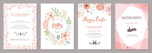 Trendy Floral Easter Templates. Good For Poster, Card, Invitation, Flyer, Cover, Banner, Placard, Brochure And Other Graphic Design. 