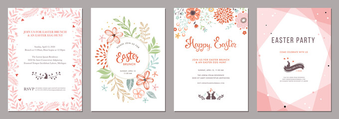 Wall Mural - Trendy floral Easter templates. Good for poster, card, invitation, flyer, cover, banner, placard, brochure and other graphic design. 
