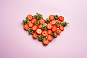 Strawberry in the form of heart, concept for Valentine's day