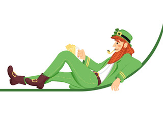 Sticker - St. Patricks Day Leprechaun Character.