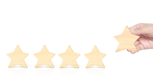  Wooden five star in hand shape. The best excellent business services