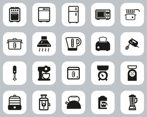 Wall Mural - Kitchen Appliances Icons Black & White Flat Design Set Big