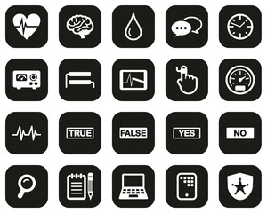 Sticker - Lie Detector Test Or Polygraph Test Icons White On Black Flat Design Set Big